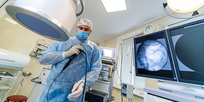 Surgeon with an endoscope